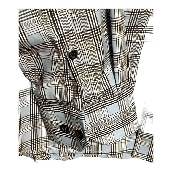 MADE by Cam Newton Tailored-Fit Long Sleeve Button-Up Shirt Blue Plaid Small - Picture 3 of 4